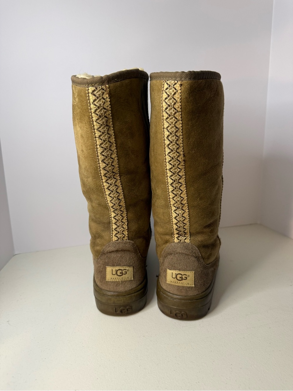 VTG UGG Australia Ultra Tall New Zealand Sheepskin Boots Brown Womens 9 Y2K 5245
